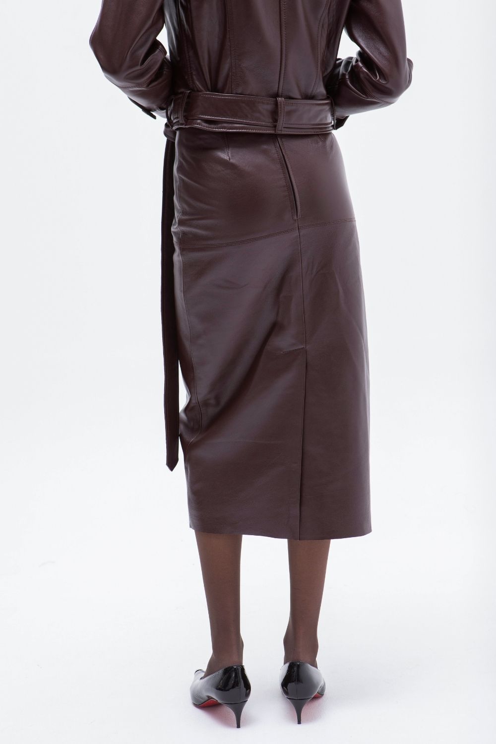 FALDA TUBO PIEL BERENJENA