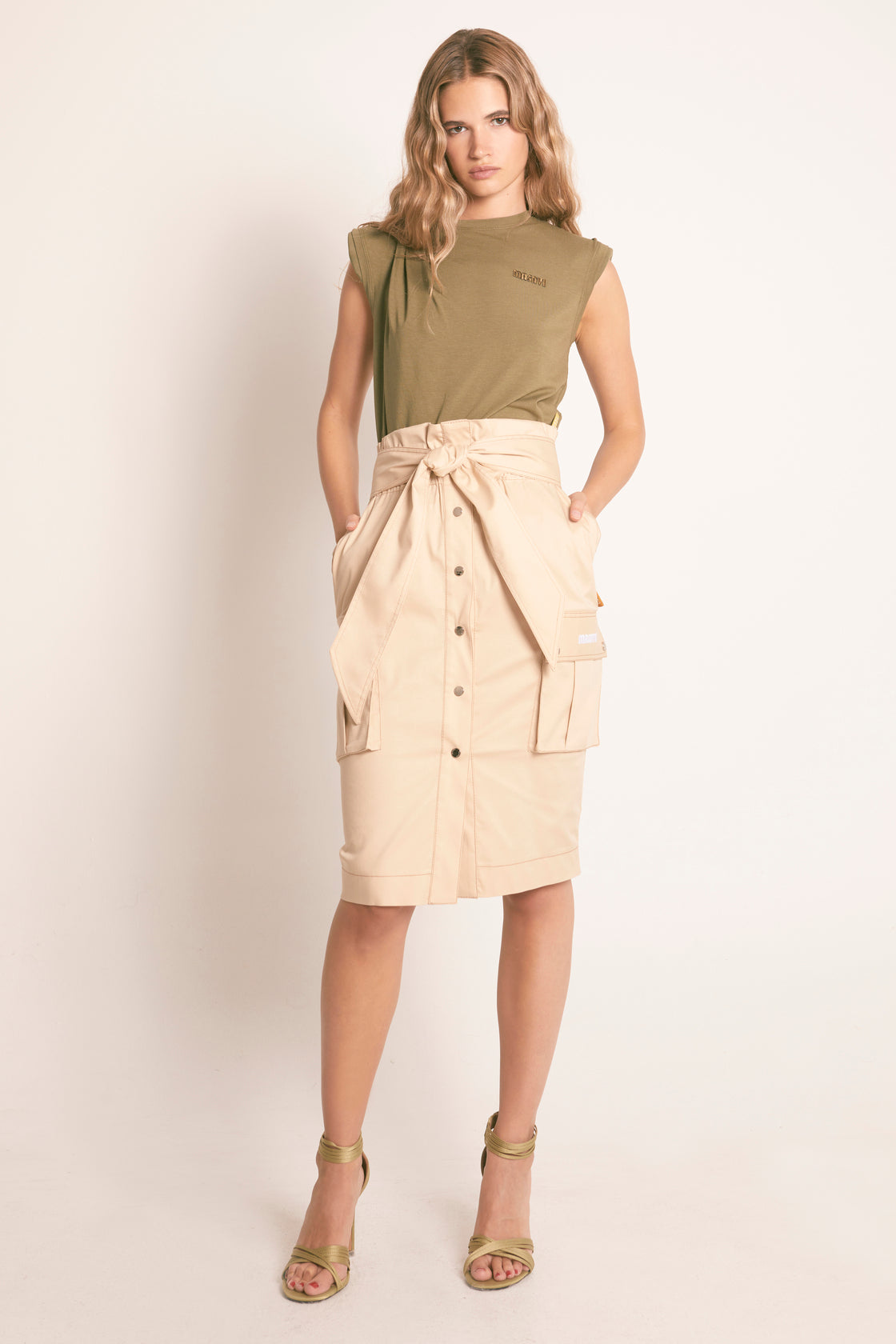 FALDA MIDI CARGO VAQUERO