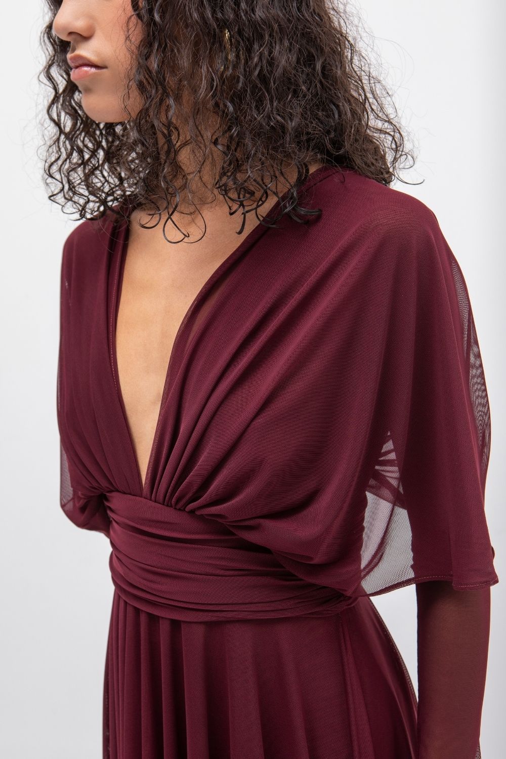 VESTIDO MIDI TULL BURDEOS