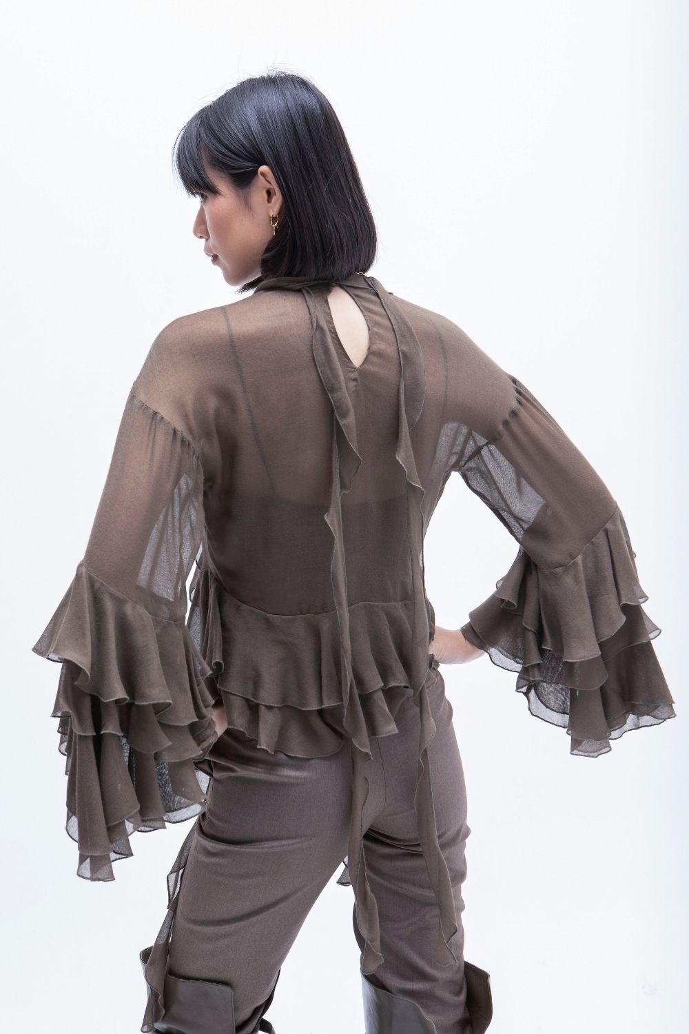 BLUSA VOLANTES GVL BROWN