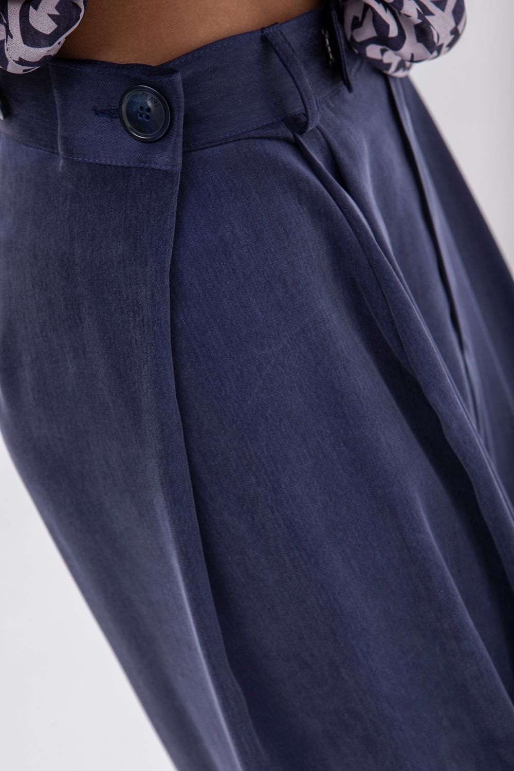 PANTALON PALAZZO CUPRO AZUL MARINO