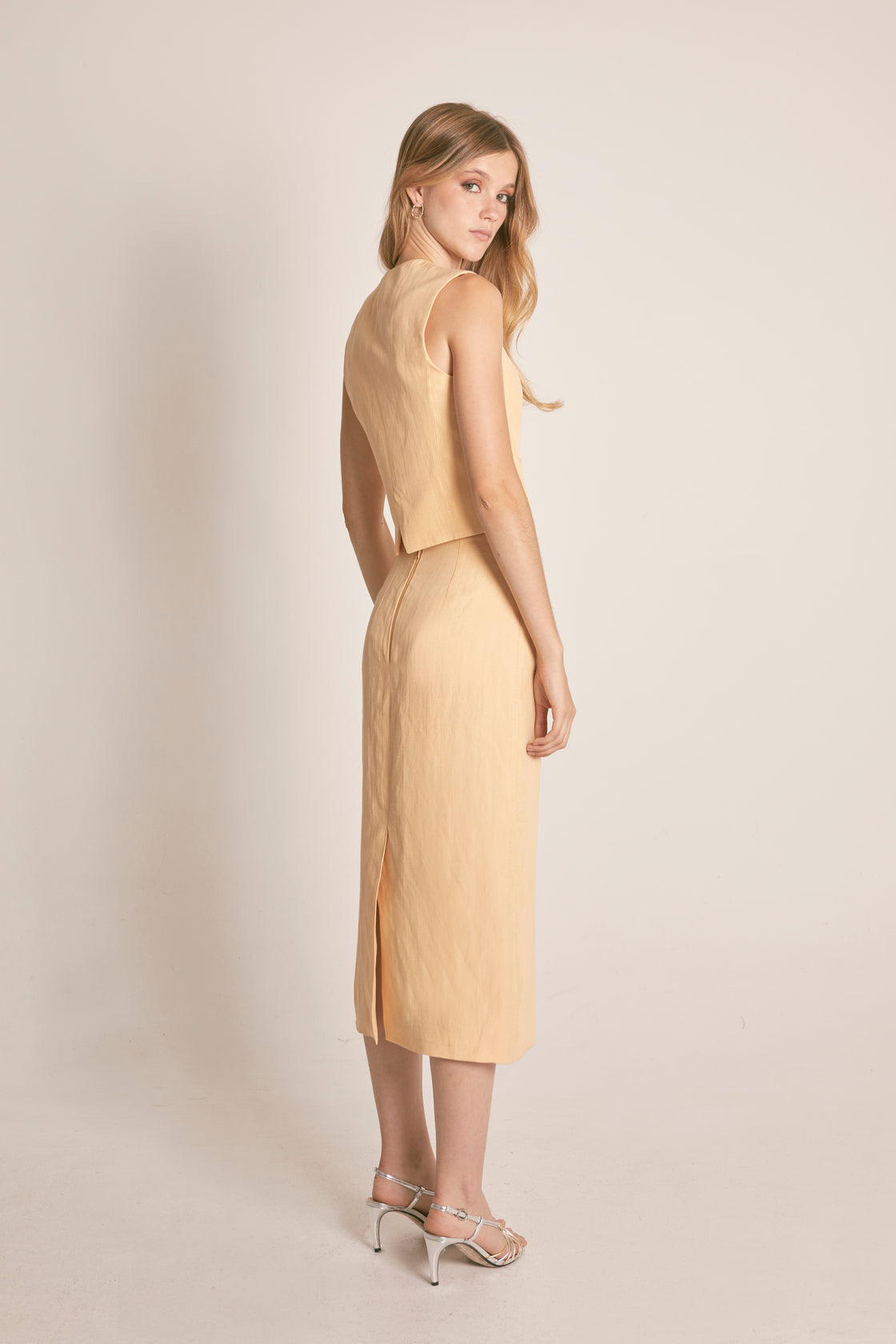 FALDA MIDI TUBO VALIERO MELOCOTON