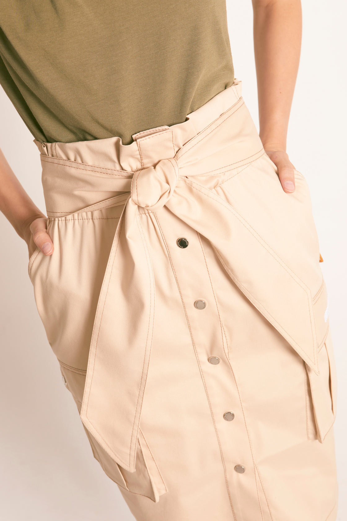 FALDA MIDI CARGO VAQUERO