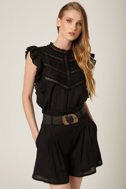 Pantalón Corto Peace Lino Negro