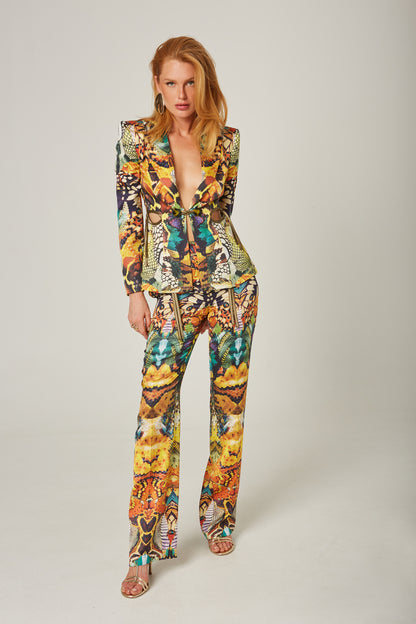 Blazer Cut Out Circulos Estampado Mariposa