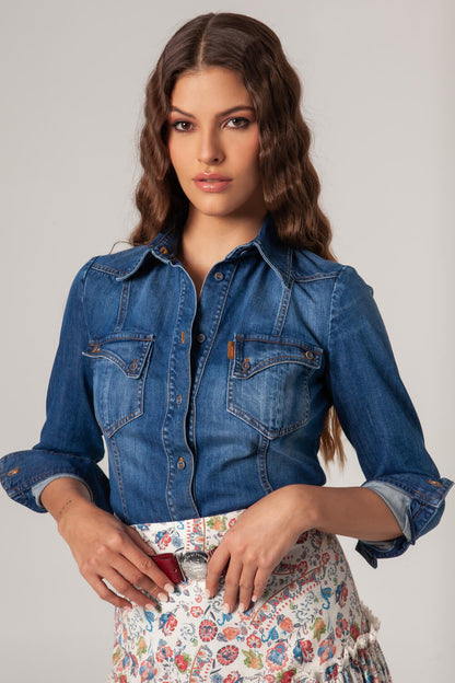 Camisa Jeans Azul