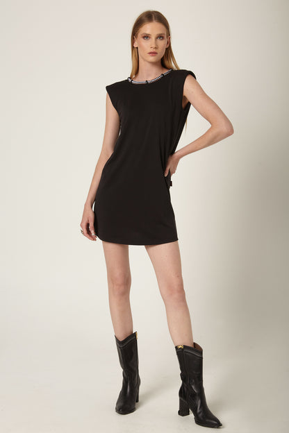 Vestido corto salsa cordones negro