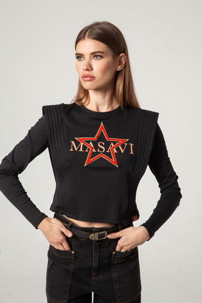 Camiseta Manga Larga Estrella Negro