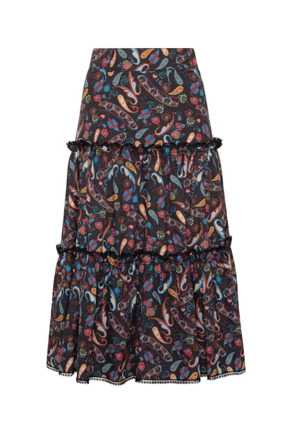 Falda Viella Midi Volantes Pasley Negro