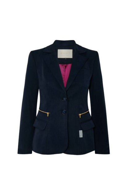 Blazer Tencel Cremalleras Azul Marino