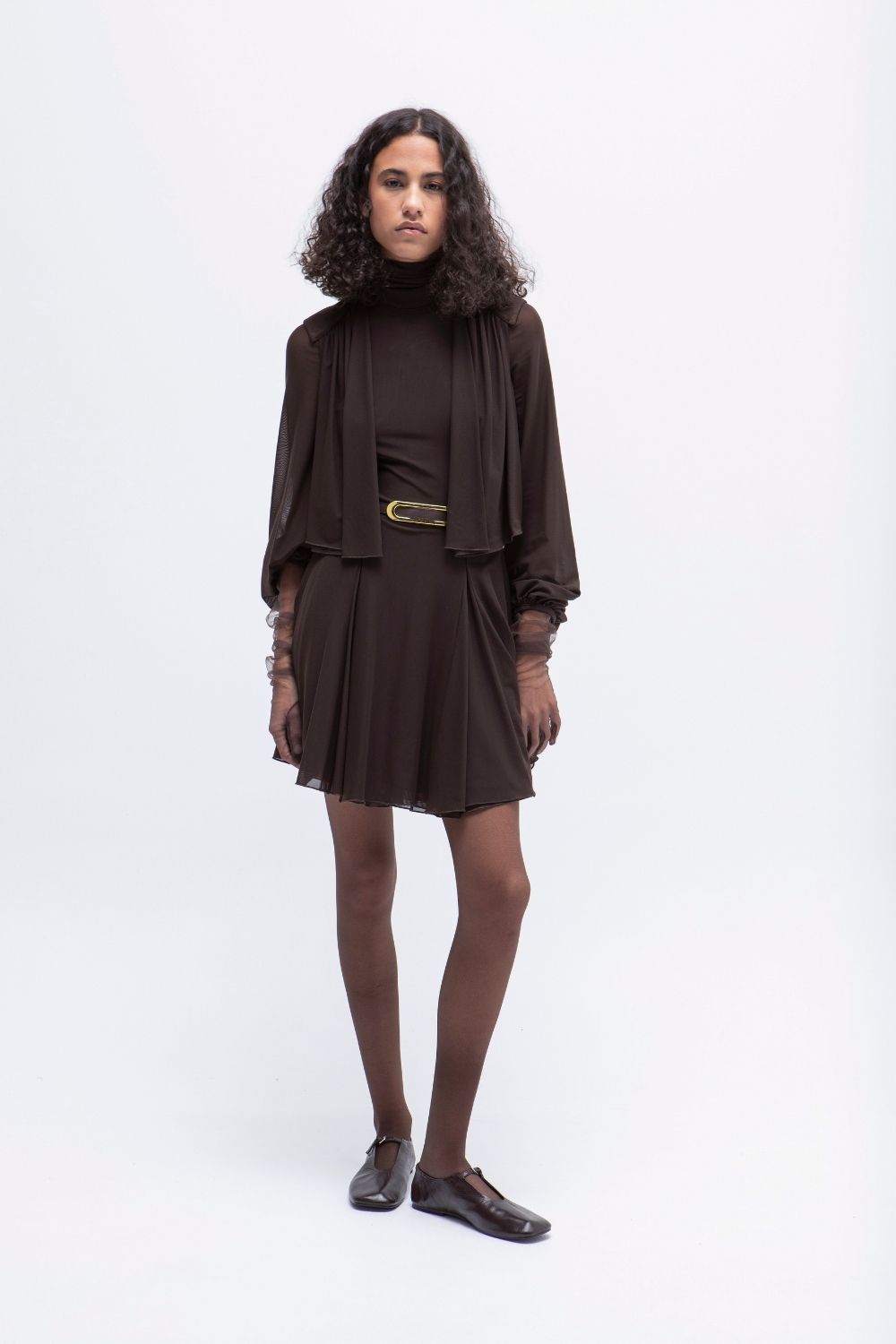 VESTIDO CORTO TULL BROWN