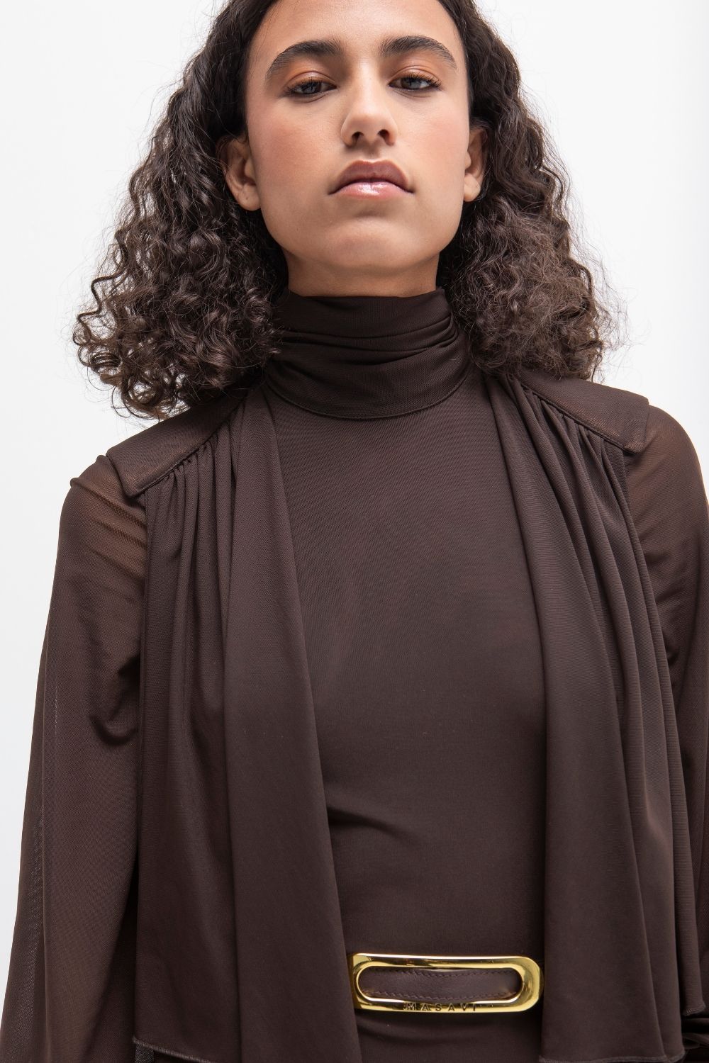 VESTIDO CORTO TULL BROWN