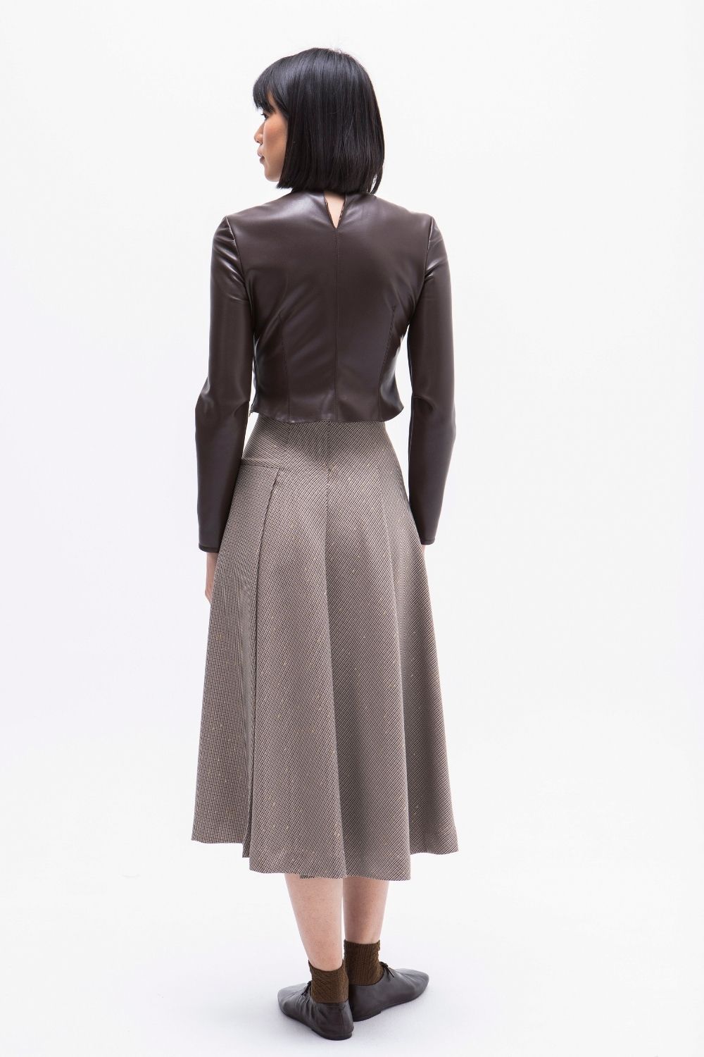 BLUSA LAZO ECOPIEL PISOLO MARRON