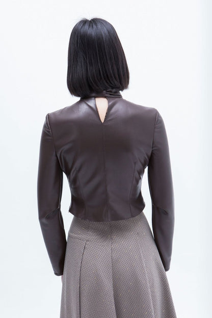 BLUSA LAZO ECOPIEL PISOLO MARRON