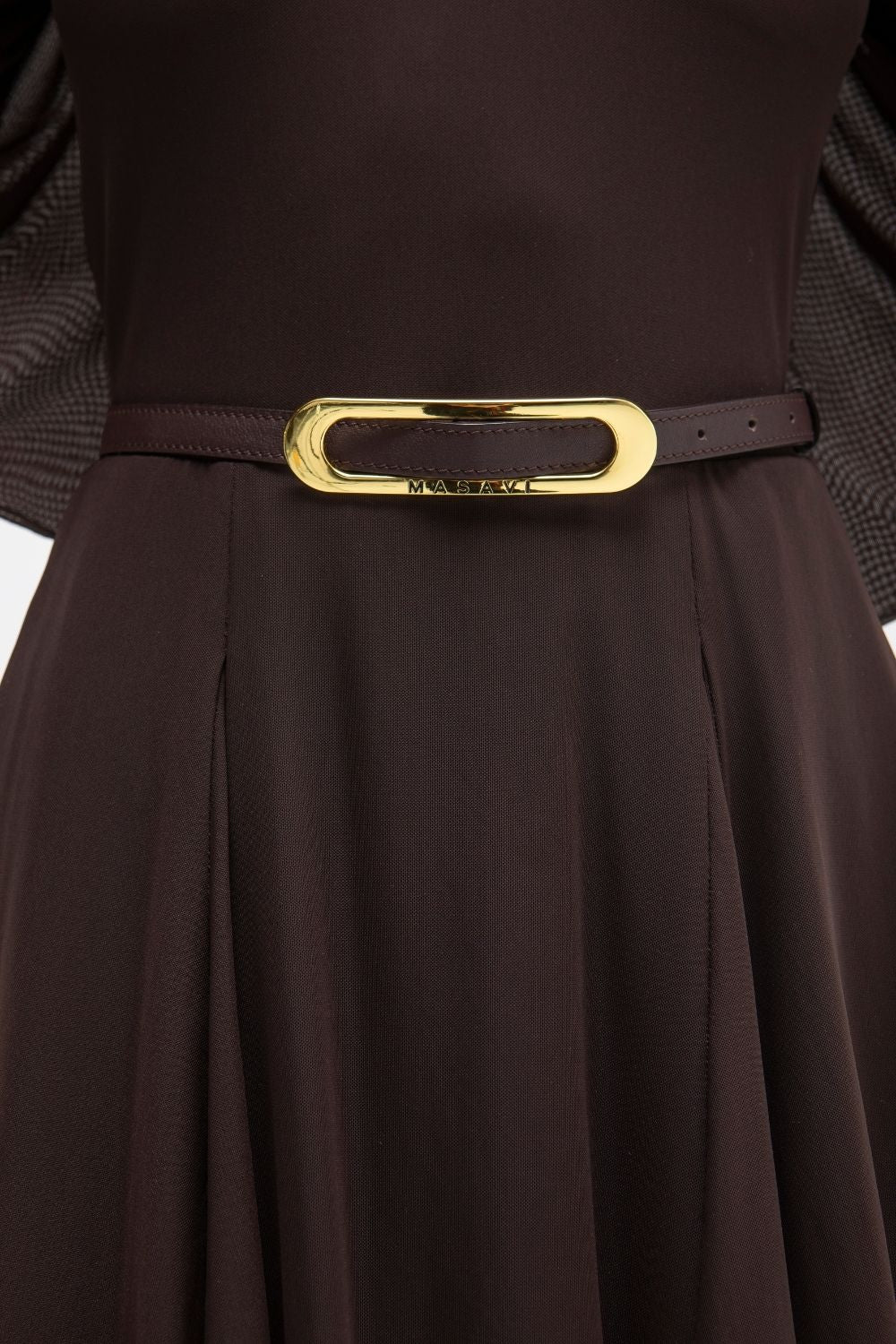 CINTURON PIEL MARRON ORO