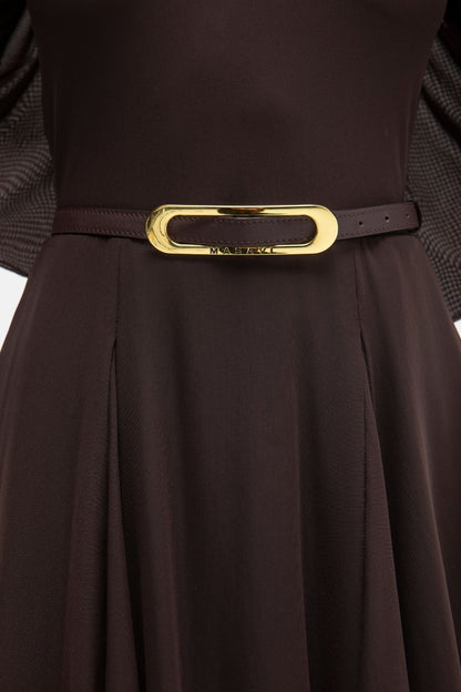 CINTURON PIEL MARRON ORO