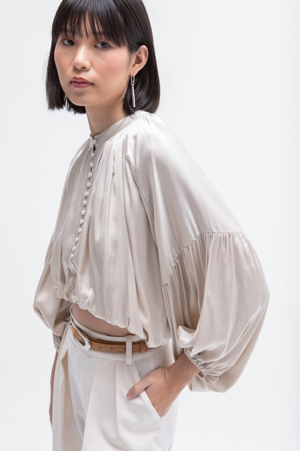 BLUSA MANGAS VOLUMEN ELSA BEIGE