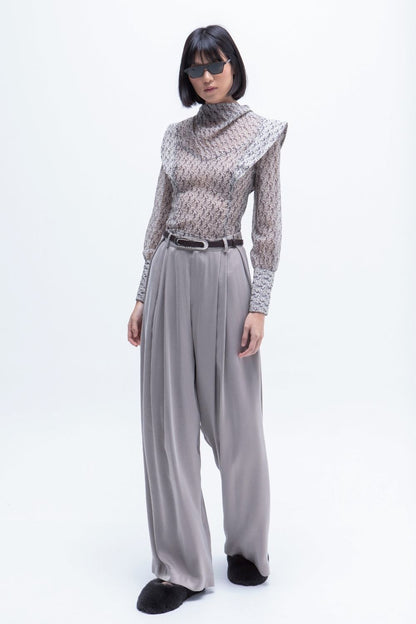 PANTALON PALAZZO CUPRO GRIS