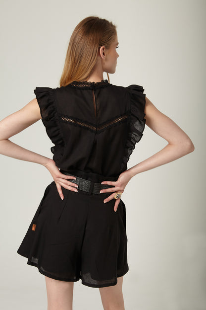 Pantalón Corto Peace Lino Negro