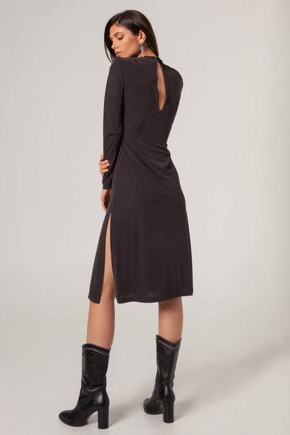 Vestido Punto Rib Gris