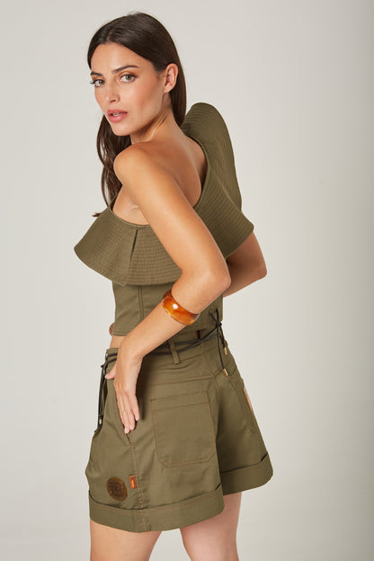 Top Volante Sarga Khaki