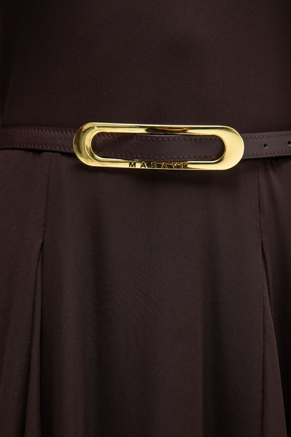 CINTURON PIEL MARRON ORO