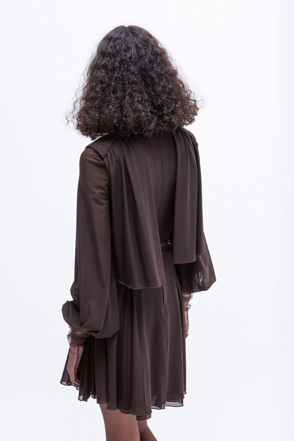 VESTIDO CORTO TULL BROWN