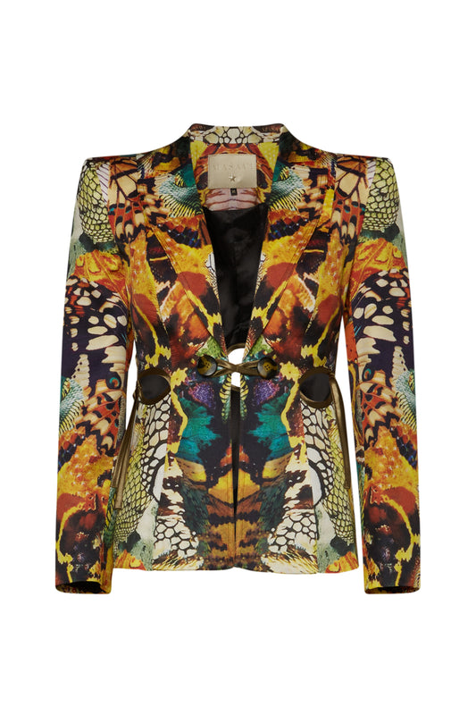 Blazer Cut Out Circulos Estampado Mariposa