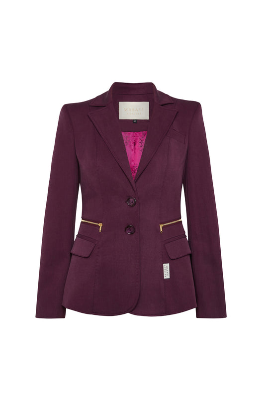 Blazer Tencel Cremalleras Berenjena