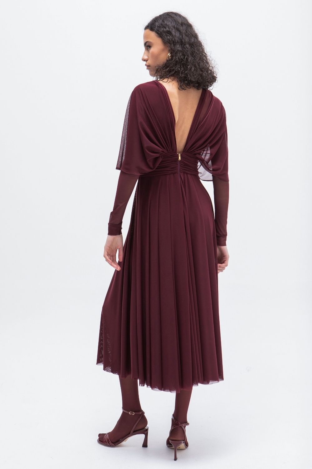 VESTIDO MIDI TULL BURDEOS