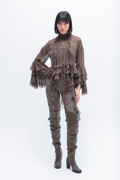 BLUSA VOLANTES GVL BROWN