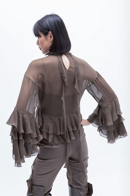 BLUSA VOLANTES GVL BROWN