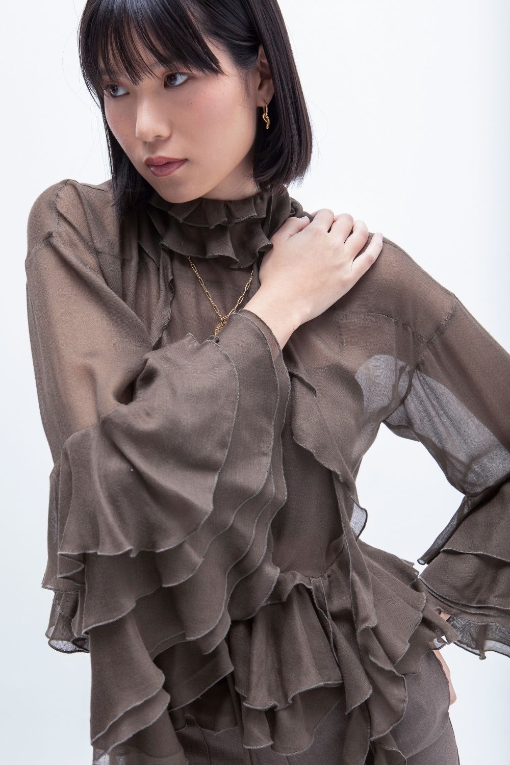 BLUSA VOLANTES GVL BROWN