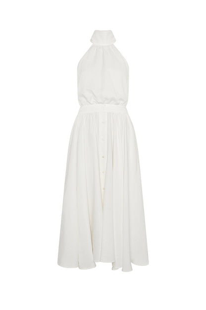 VESTIDO MIDI TWILL  BLANCO