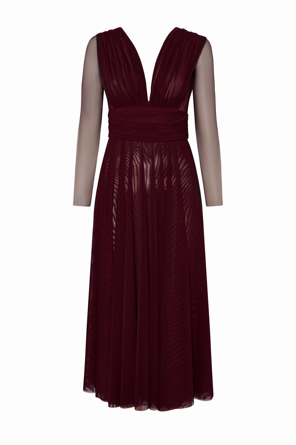 VESTIDO MIDI TULL BURDEOS