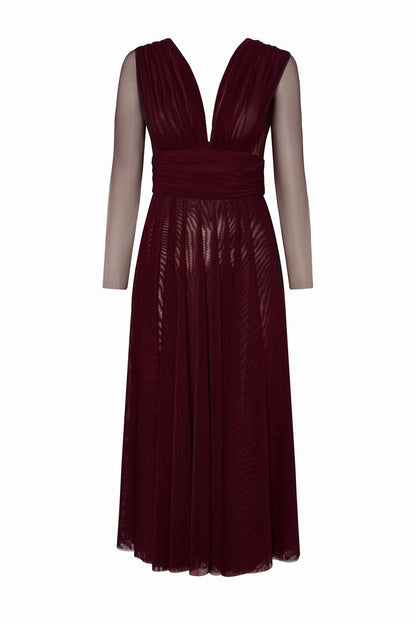 VESTIDO MIDI TULL BURDEOS