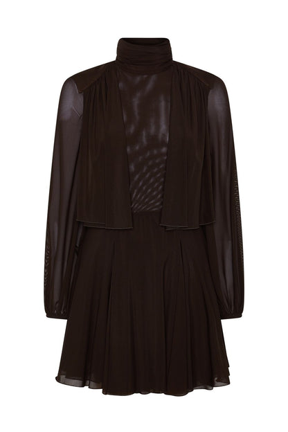 VESTIDO CORTO TULL BROWN