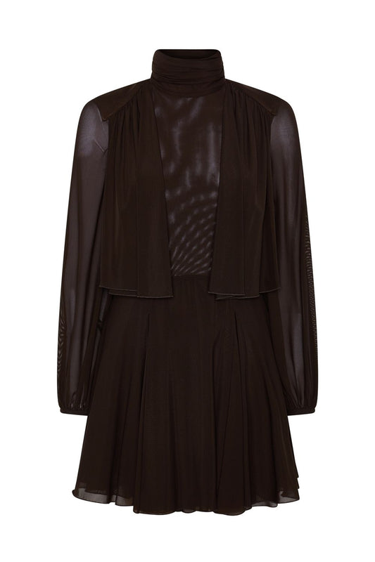 VESTIDO CORTO TULL BROWN