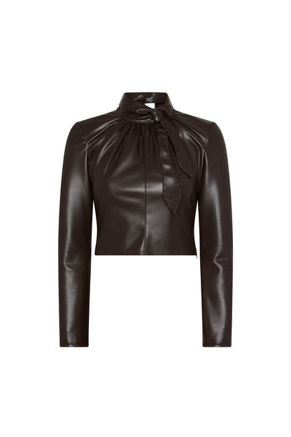 BLUSA LAZO ECOPIEL PISOLO MARRON