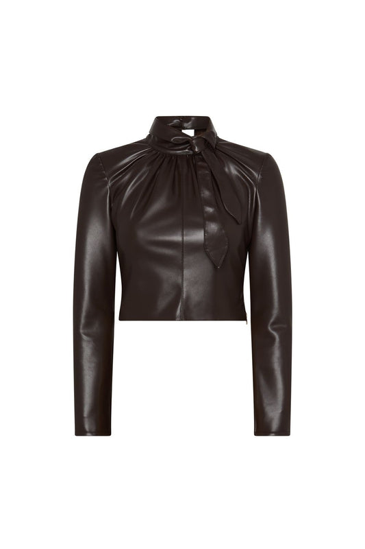 BLUSA LAZO ECOPIEL PISOLO MARRON