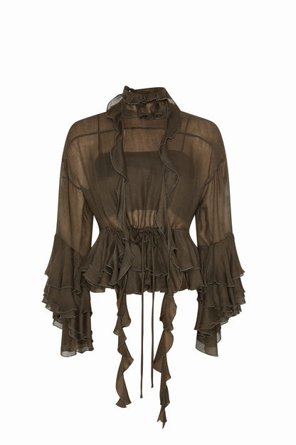 BLUSA VOLANTES GVL BROWN