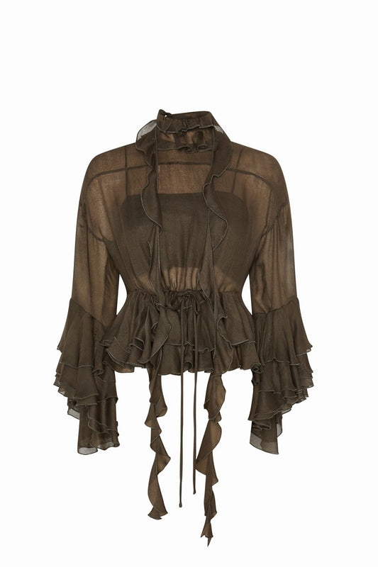 BLUSA VOLANTES GVL BROWN