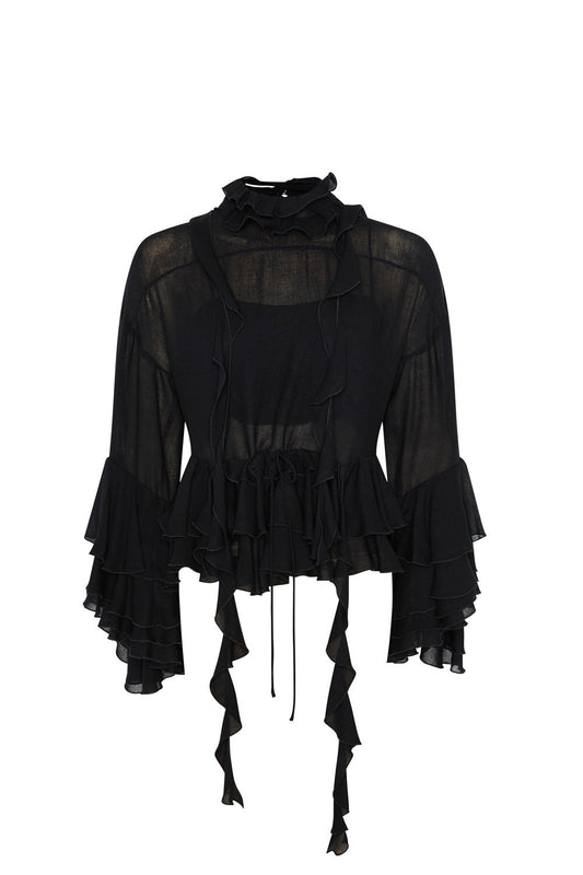 BLUSA VOLANTES GVL NEGRO