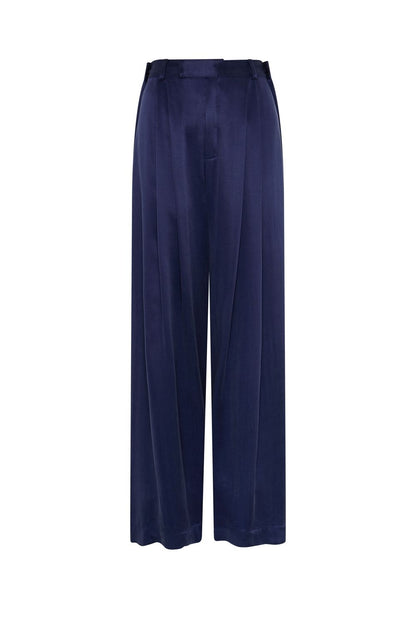 PANTALON PALAZZO CUPRO AZUL MARINO