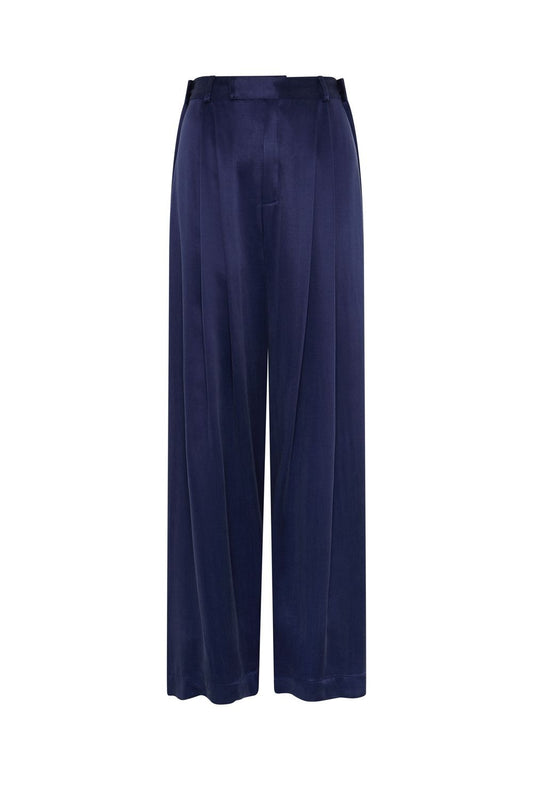 PANTALON PALAZZO CUPRO AZUL MARINO