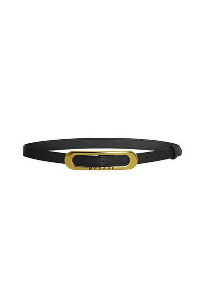CINTURON PIEL NEGRO ORO