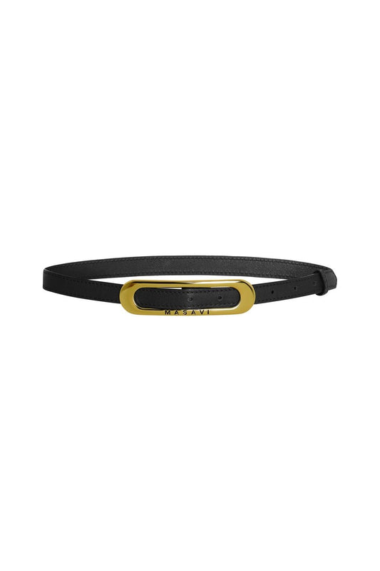 CINTURON PIEL NEGRO ORO