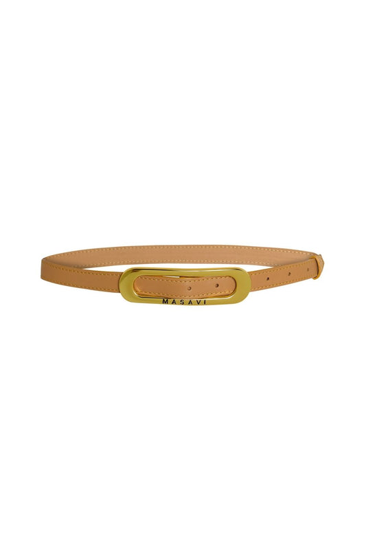 CINTURON PIEL CAMEL ORO