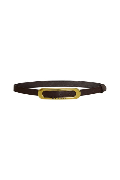 CINTURON PIEL MARRON ORO