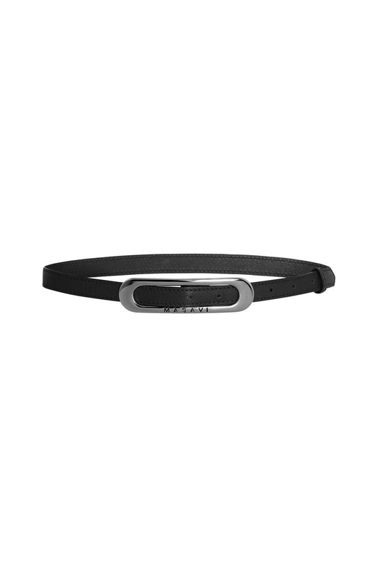 CINTURON PIEL NEGRO PLATA